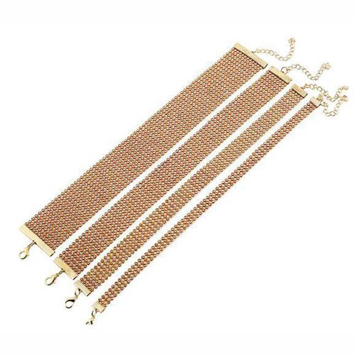 HONGTU BOBY Fashional Punk Choker Necklace with Rhinestones