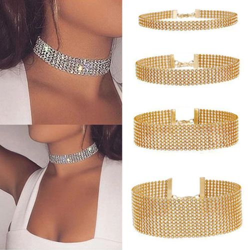 HONGTU BOBY Fashional Punk Choker Necklace with Rhinestones
