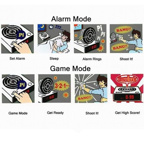 Unique Alarm Clock with Shooting Target - Fun Wake-Up Challenge - Picture Color