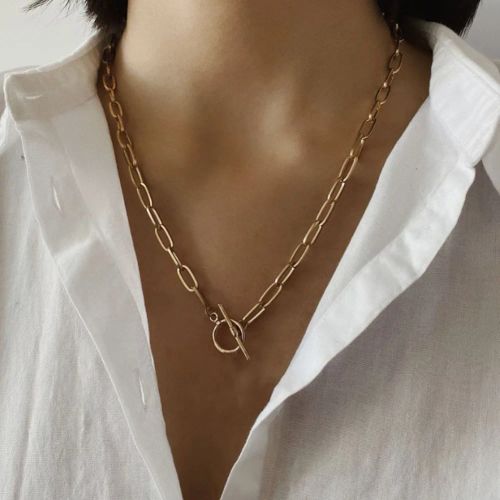 Stainless Steel Toggle Choker Necklace - Versatile Fashion Accessory