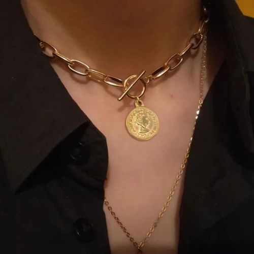 Stainless Steel Toggle Choker Necklace - Versatile Fashion Accessory
