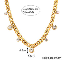 MamacitaSlay Trendy Zircon Pendant Necklace - Stylish Waterproof Design - 40cm / Gold