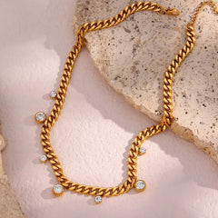MamacitaSlay Trendy Zircon Pendant Necklace - Stylish Waterproof Design - 40cm / Gold