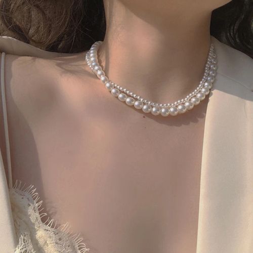 Bohemian Multilayer Pearl Necklace - Trendy Geometric Fashion
