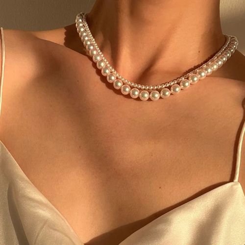 Bohemian Multilayer Pearl Necklace - Trendy Geometric Fashion