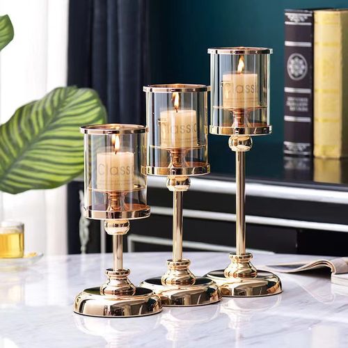 Aihem Retro Metal & Glass Candle Holder for Elegant Home Decoration