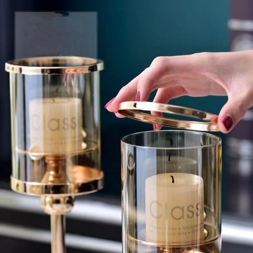 Aihem Retro Metal & Glass Candle Holder for Elegant Home Decoration