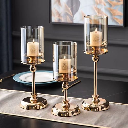 Aihem Retro Metal & Glass Candle Holder for Elegant Home Decoration