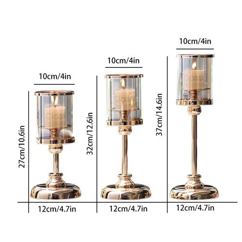 Aihem Retro Metal & Glass Candle Holder for Elegant Home Decoration