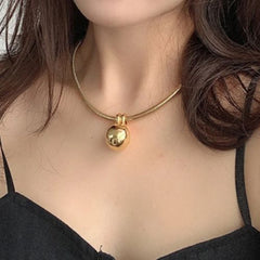 Kuziduocai Exquisite 316L Stainless Steel Ball Pendant Necklace