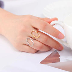 Cooltime Stainless Steel Adjustable Rings - Trendy Geometric Style