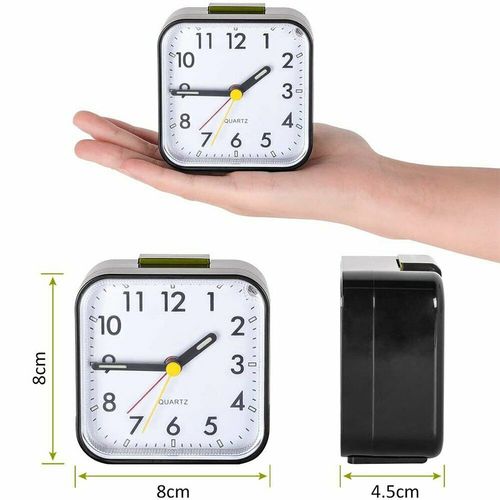 Silent Analogue Alarm Clock with Night Light & Snooze Function - black