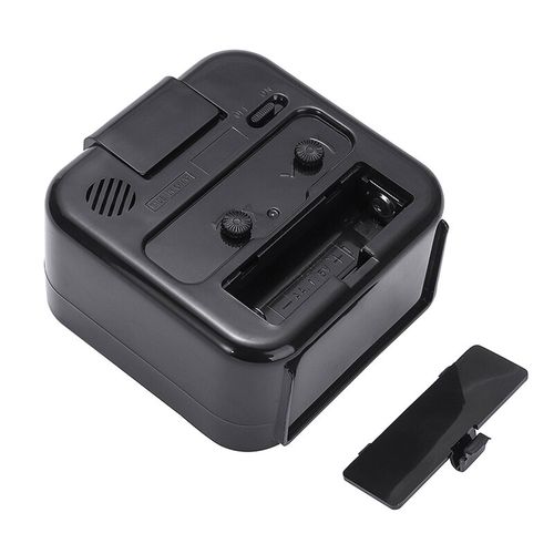 Silent Analogue Alarm Clock with Night Light & Snooze Function - black