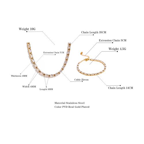 Yhpup Elegant Geometric Pendant Necklace & Bracelet Jewelry Set