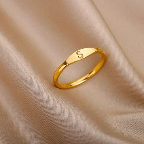 Initial Letter Rings - Stylish Stainless Steel Aesthetic Jewelry
