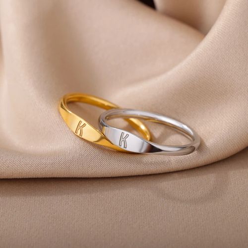 Initial Letter Rings - Stylish Stainless Steel Aesthetic Jewelry