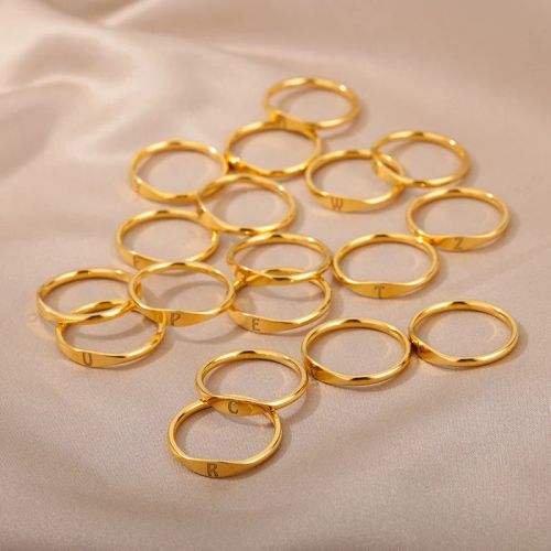 Initial Letter Rings - Stylish Stainless Steel Aesthetic Jewelry