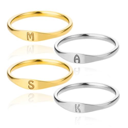 Initial Letter Rings - Stylish Stainless Steel Aesthetic Jewelry