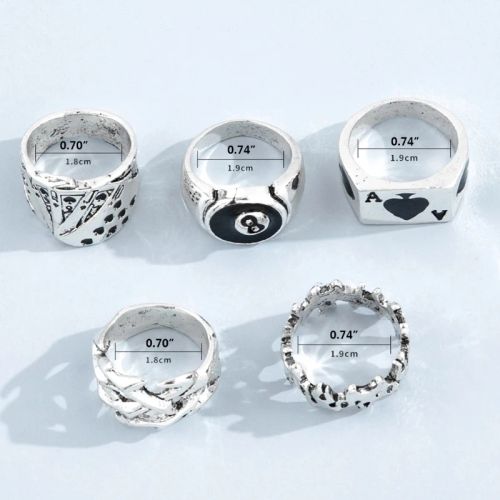 OOTDTY High Polish Exquisite Rings Set - 5pcs Fashion Cocktail Rings