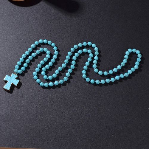 Showboho Blue Turquoise Beaded Necklace for Meditation & Prayer