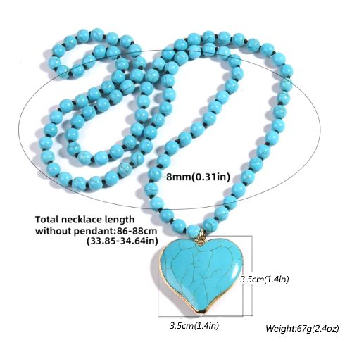 Showboho Blue Turquoise Beaded Necklace for Meditation & Prayer