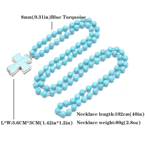 Showboho Blue Turquoise Beaded Necklace for Meditation & Prayer