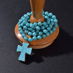Showboho Blue Turquoise Beaded Necklace for Meditation & Prayer