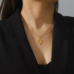 KKJOY Hexagram Pendant Necklace - Durable Stainless Steel Gift