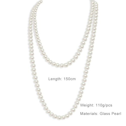 QIMOIR Long Drop Glass Necklace - Elegant Multi-layer Necklace Accessory