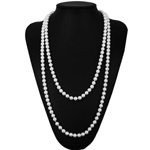 QIMOIR Long Drop Glass Necklace - Elegant Multi-layer Necklace Accessory