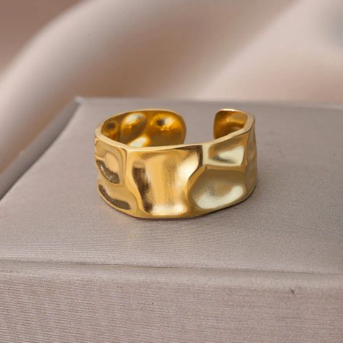 Elegant Geometric Stainless Steel Open Rings for Trendy Couples