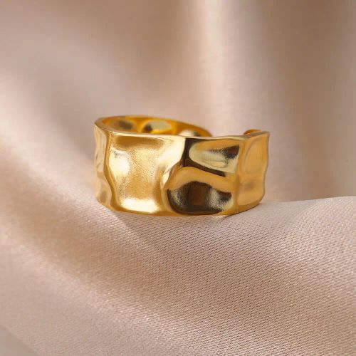 Elegant Geometric Stainless Steel Open Rings for Trendy Couples
