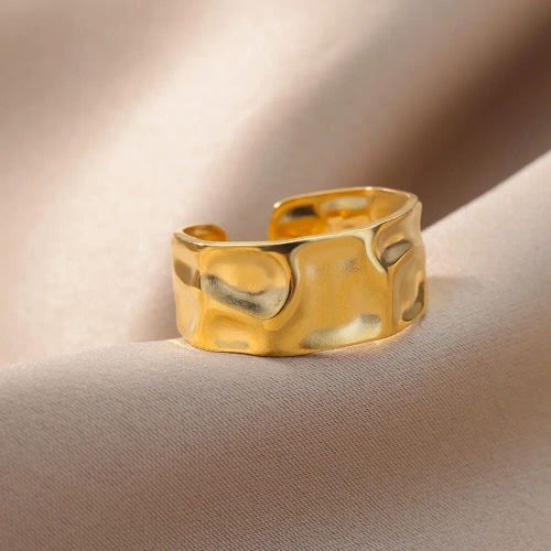 Elegant Geometric Stainless Steel Open Rings for Trendy Couples