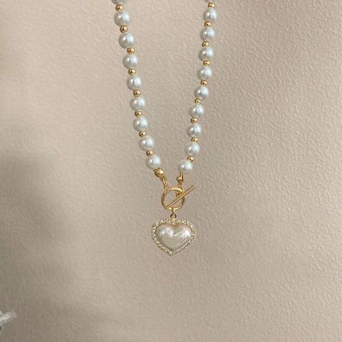 Elegant Heart Pendant Pearl Necklace - Affordable Sophistication