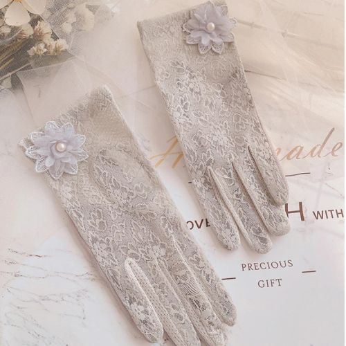 DANJIU Lace Floral Sunscreen Gloves - Breathable & Elegant Short Gloves
