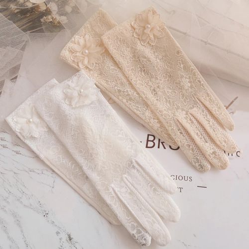DANJIU Lace Floral Sunscreen Gloves - Breathable & Elegant Short Gloves