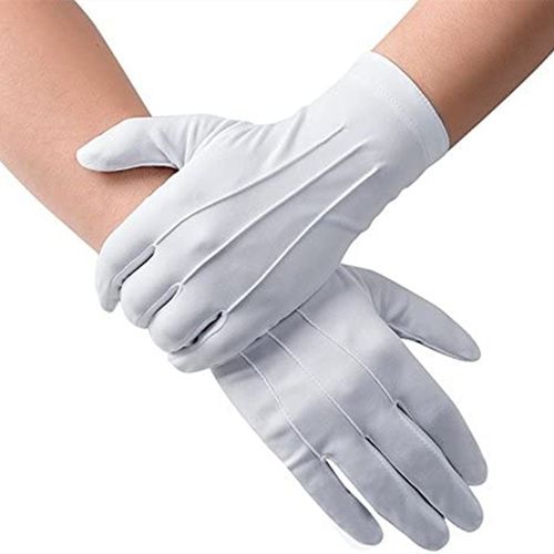 White Cotton Gloves - Durable Formal Gloves for Ceremonies & Costumes