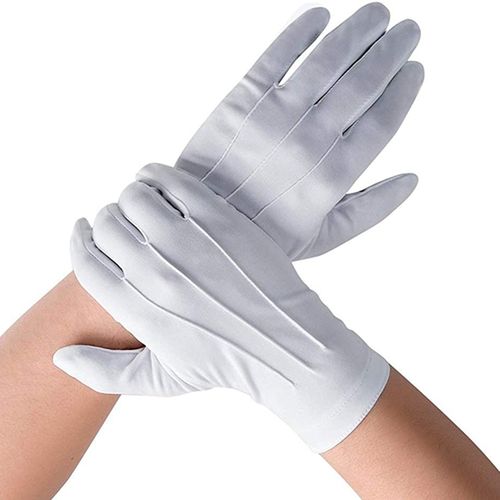 White Cotton Gloves - Durable Formal Gloves for Ceremonies & Costumes