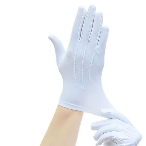 White Cotton Gloves - Durable Formal Gloves for Ceremonies & Costumes