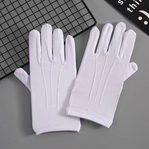 White Cotton Gloves - Durable Formal Gloves for Ceremonies & Costumes