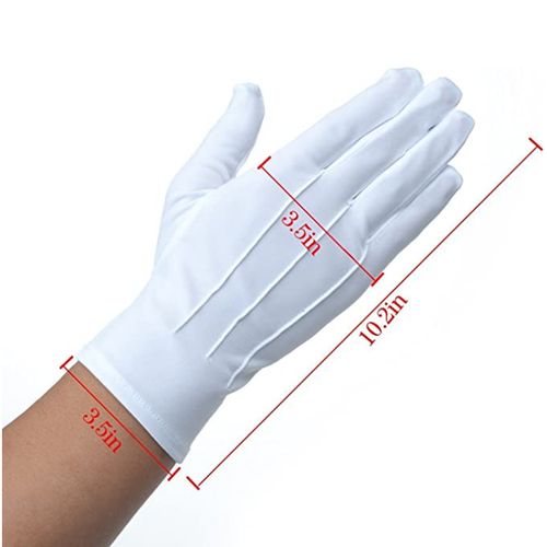 White Cotton Gloves - Durable Formal Gloves for Ceremonies & Costumes