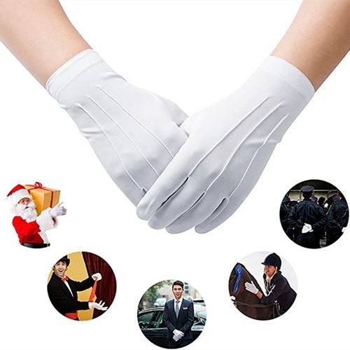 White Cotton Gloves - Durable Formal Gloves for Ceremonies & Costumes