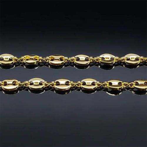 AFAWA Stainless Steel Coffee Beans Link Chain Necklace - Trendy Long Necklace