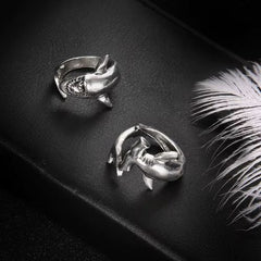 Shark Rings Set - Punk Style High-Quality Alloy Fashion Statement Rings - silver