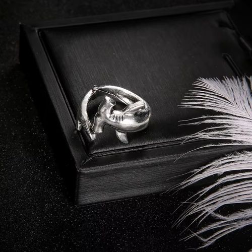 Shark Rings Set - Punk Style High-Quality Alloy Fashion Statement Rings - silver