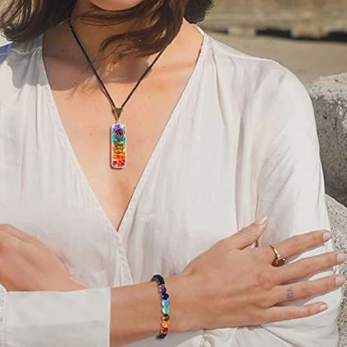 Colourful Volcanic Chakra Bracelet & Necklace - Fashion Accessory