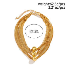 IngeSight.Z Vintage Layered Choker Necklace - Chunky Gold Accessory