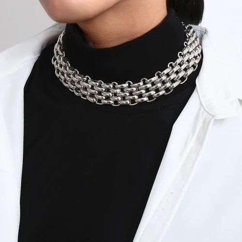 PuRui Statement Choker Necklace - Trendy Geometric Chain Necklace