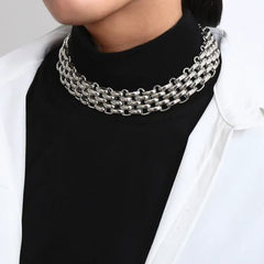 PuRui Statement Choker Necklace - Trendy Geometric Chain Necklace