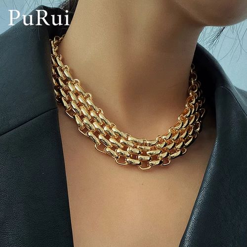 PuRui Statement Choker Necklace - Trendy Geometric Chain Necklace